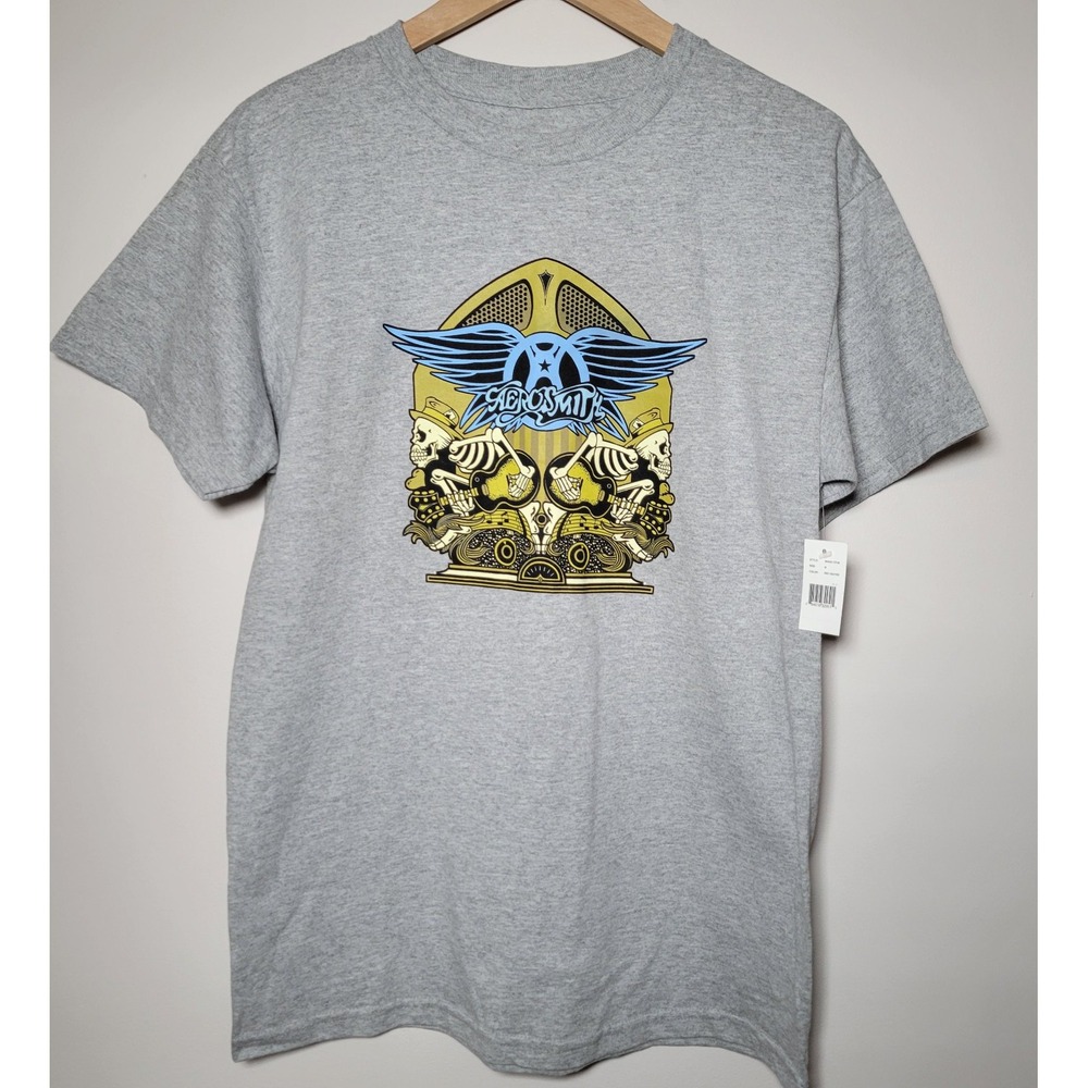 AEROSMITH New NWT Gray Band Tshirt Skeleton Wings 2015 Mountainaire 0009